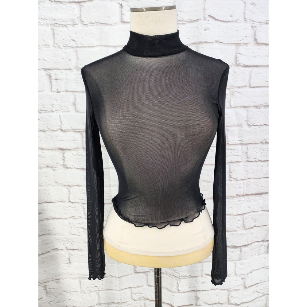 Whimsigoth Sheer Mesh Top Rave Lettuce Hem Grunge Mall Goth Festival Medium?